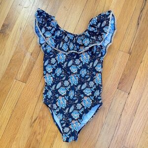 Janie and Jack blue/gold floral bathing suit